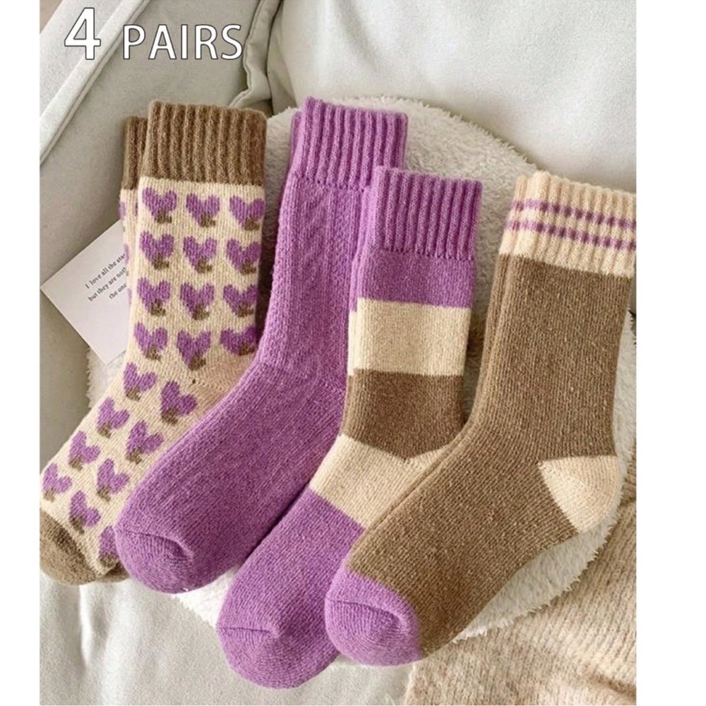 Cozy Color Block Teddy Socks Set